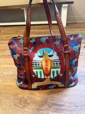 Kentucky Derby Trophy Print Shoulder Bag in Red, Blue & Brown OFFICIALLY LICENSE